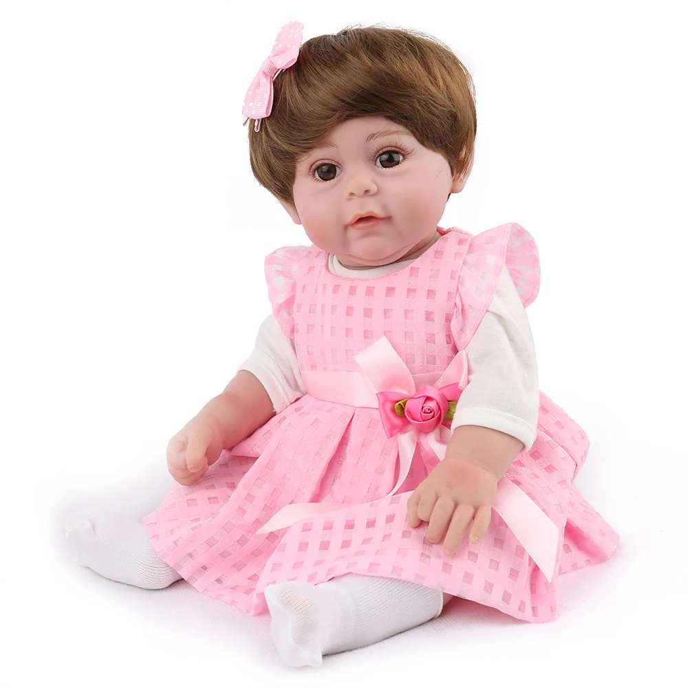 

NPK Reborn Baby Doll Pink Princess Girl Full Vinyl 17 inch 43cm full body Silicone dolls bebe Boneca reborn toys gift