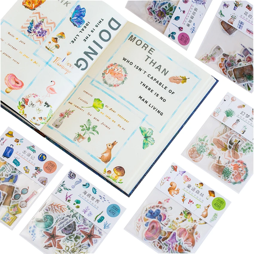 

40pcs/pack cute cartoon small adhesive decorative scrapbooking sticker children dairy sticker stationery packing label