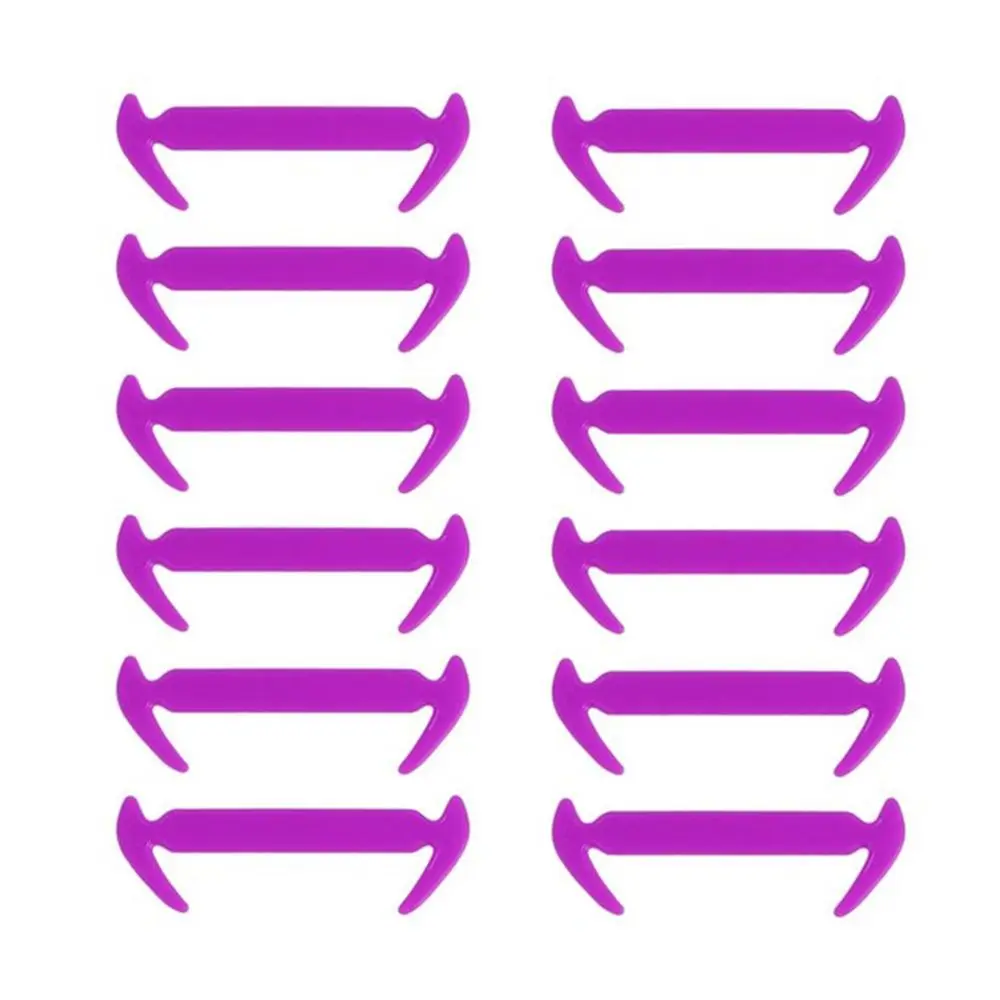 purple 12PCS/set New Elastic Silicone Shoelaces For Women Men No Tie High Quality Shoe laces 6 Colors Rubber Shoelace - Цвет: purple