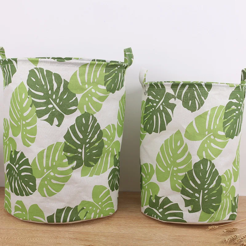 

Green Leaves Waterproof Laundry Hamper Folding Clothes Storage Baskets Home Decoration Storage Barrel Kids Toy Organizer Basket