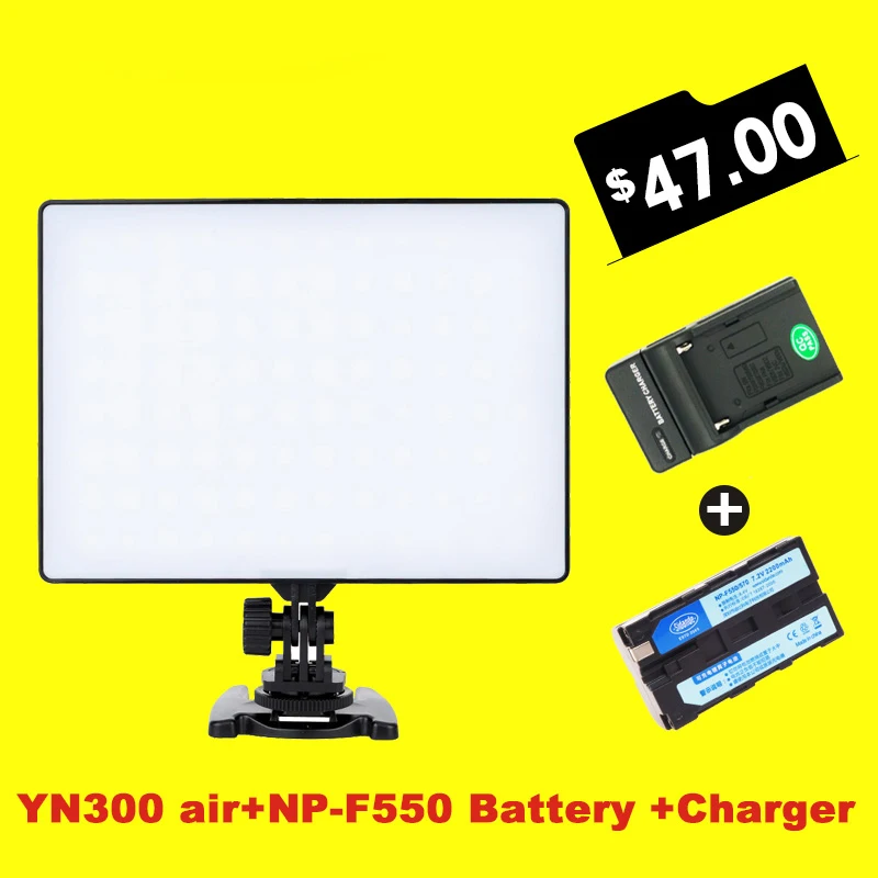 Светодиодный видео-светильник YONGNUO YN300 Air 3200 k-5500 k YN-300 air Pro с аккумулятором NP-F550 и