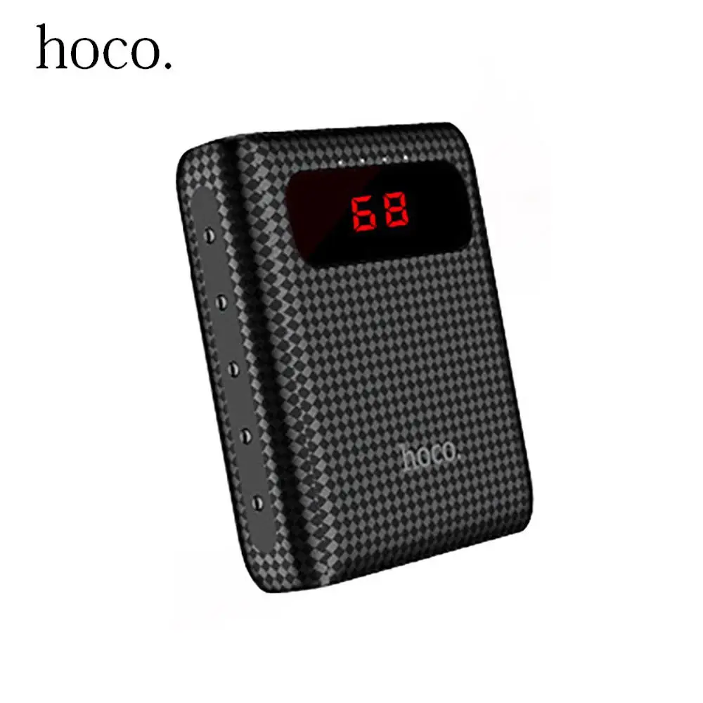 HOCO power Bank 10000 мАч Внешний аккумулятор 18650 портативный мобильный Быстрый двойной USB банк питания для iPhone 7 8 для Xiaomi samsung Tablet - Цвет: black