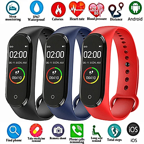 

New M4 SmartBand Heart Rate Blood Pressure Monitoring Watches Sport Health Tracker Bracelet Waterproof Smart Watch for Women Men