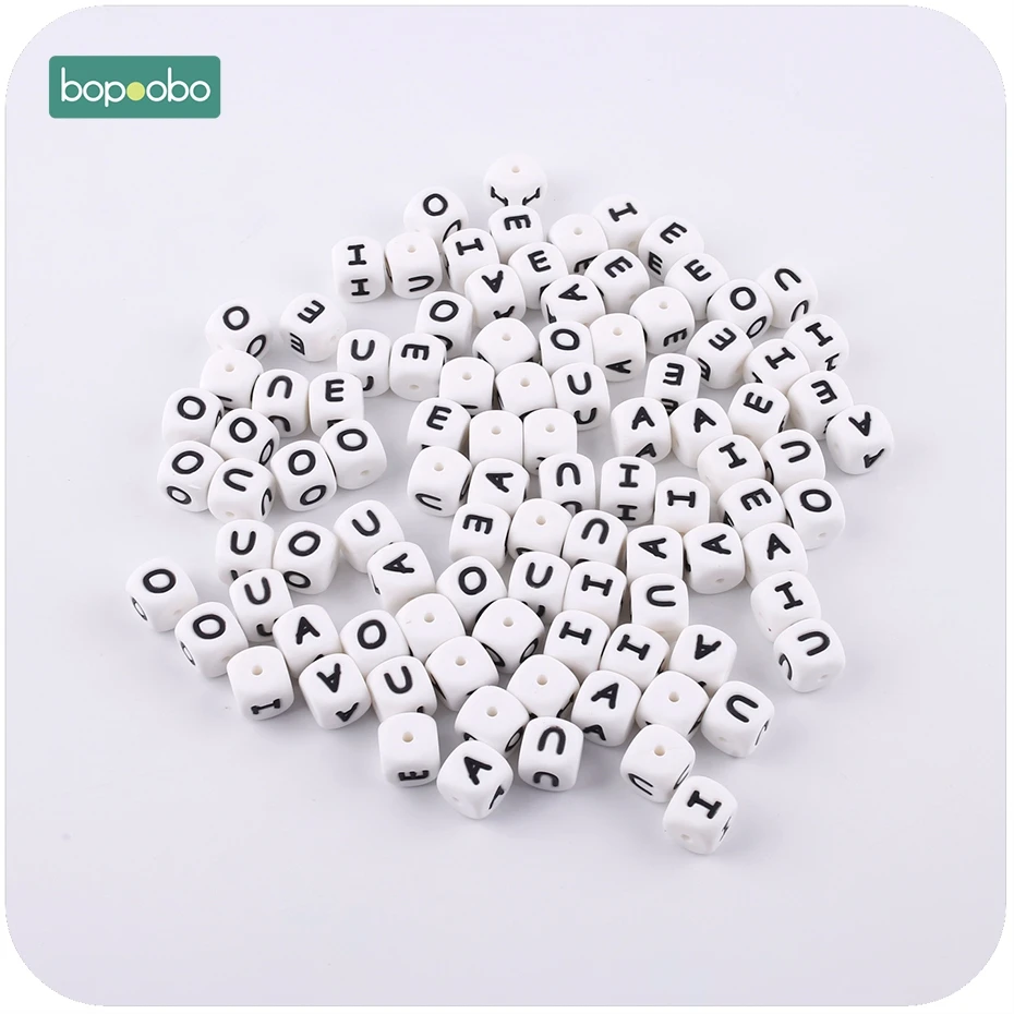 Bopoobo 20PC 12mm Baby Silicone Vowel Letter Beads Molar Teeth