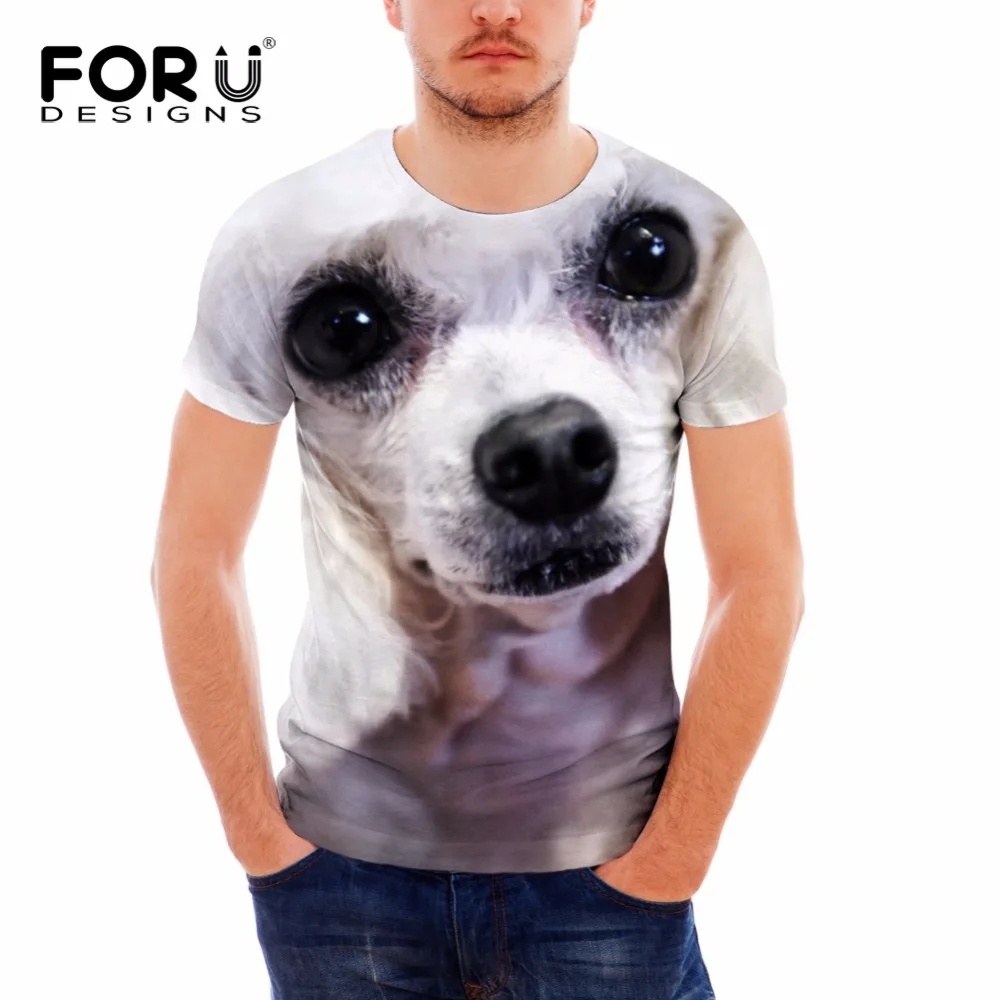 FORUDESIGNS/забавная Мужская футболка с 3D изображением Померанской собаки, летний эластичный Топ для кроссфита, удобные футболки с круглым вырезом для подростков