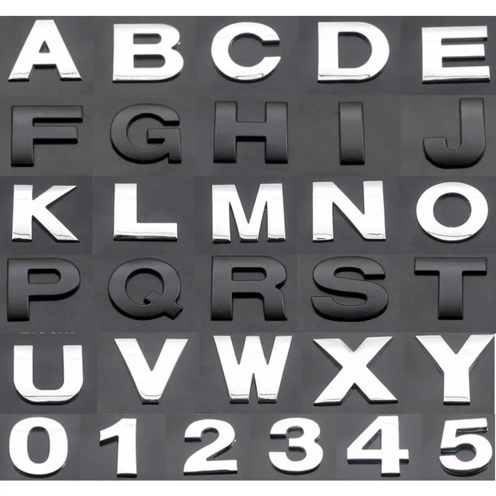 

4.5cm 1.75'' Big Letters A to Z Number 0 to 9 Auto Vehicle DIY Badges Emblems Emblem for Audi Toyota Honda Volkswagen etc