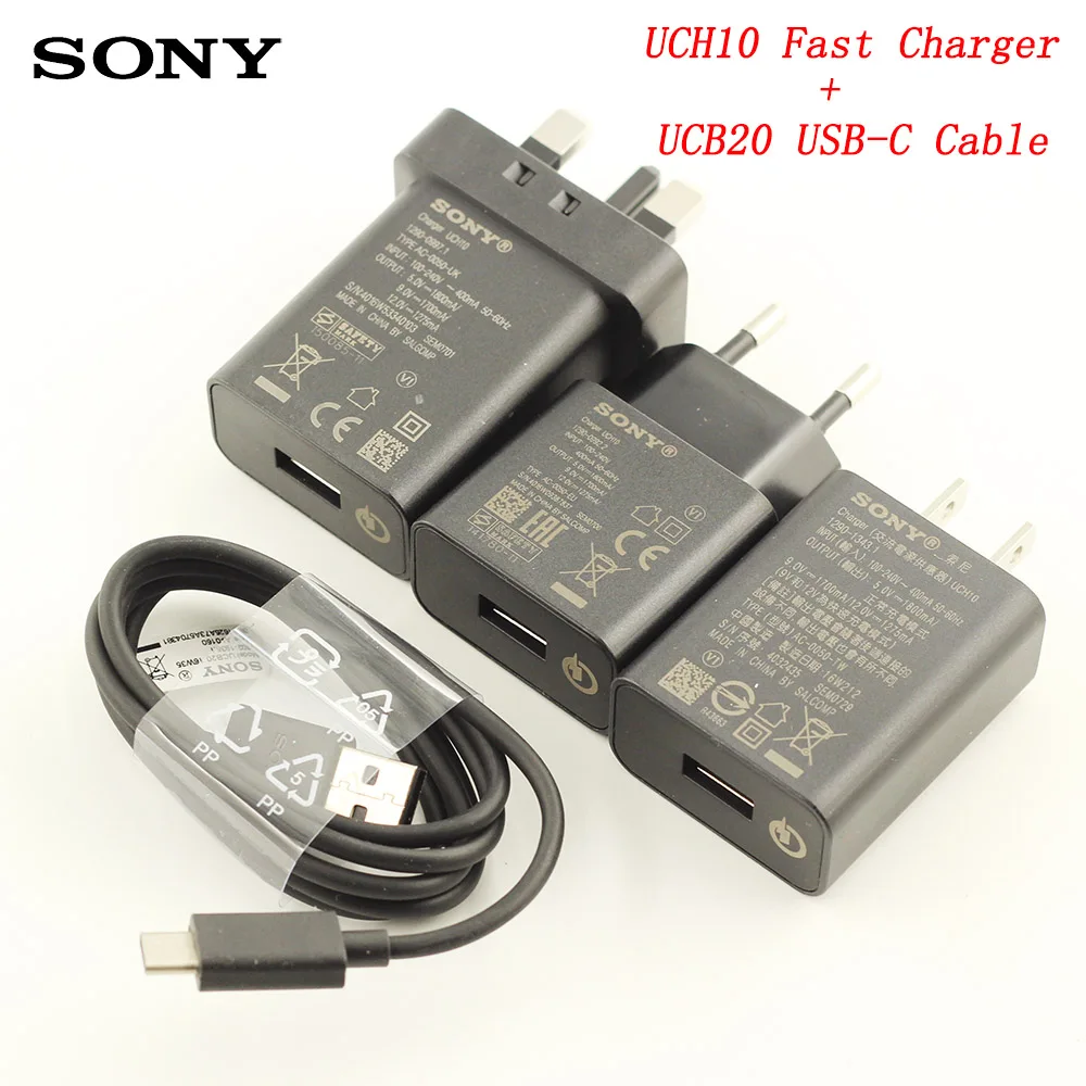 

Original SONY Quick Charger EU US UK UCH10 fast adapter USB Type C Cable for Xperia XA1 ULTRA Plus XZ1 X COMPACT XZ Premium XZS