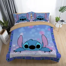 Disney Stitch Bedding Sets Queen King Size Cartoon Quilt Cover Pillowcase Duvet Cover Set for Children Adult