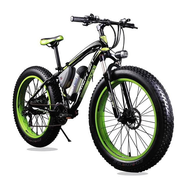 Cheap New 36V 350 Watt Lithium Battery Electric Snow Bike Mountain Bike SHIMAN0 24 Speed Electric Bicycle Black and Green Road Cycling