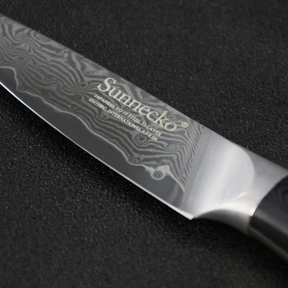 SUNNECKO 3,5 дюймов нож для очистки овощей японский дамасский VG10 стальной острый нож кухонные ножи G10 ручка нож для резки фруктов