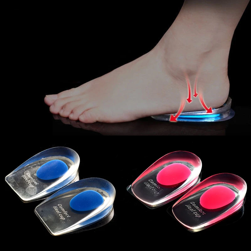New Heel Support Pad Cup Gel Silicone Shock Cushion Orthotic Plantar Care Insole