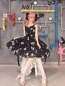 

Free Direct Selling Shipping 2019 New Leopard's Original Panda Chocolate Double Jsk Sleeveless Dress Lolita