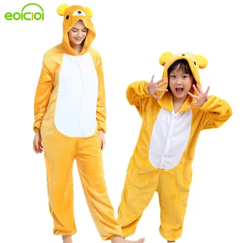 

EOICIOI Animal Bear Pajamas Onesie Winter Soft Family Matching Pyjamas Outfit Flannel Hooded Mother Kids Sleepwear Clothes Girls