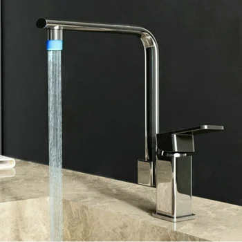 

BECOLA 3 Color LED Faucets Basin Tap Deck Mounted Bathroom And Kitchen Mixer Basin Mixer Faucet Free Shipping S-113