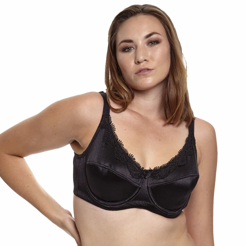 Kopen MiaoErSiDai Vrouwen Plus Size Beha Ongevoerd Borduren Satin Volledige Dekking Beha 36 38 40 42 44 46 C D DD DDD E F