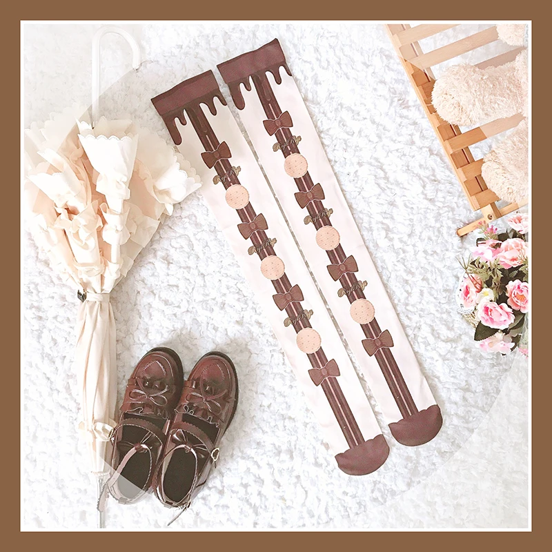 

Little Lol Biscuitita women's stockings summer tube velvet ultra-thin printed calf socks socks long socks Lolita Day
