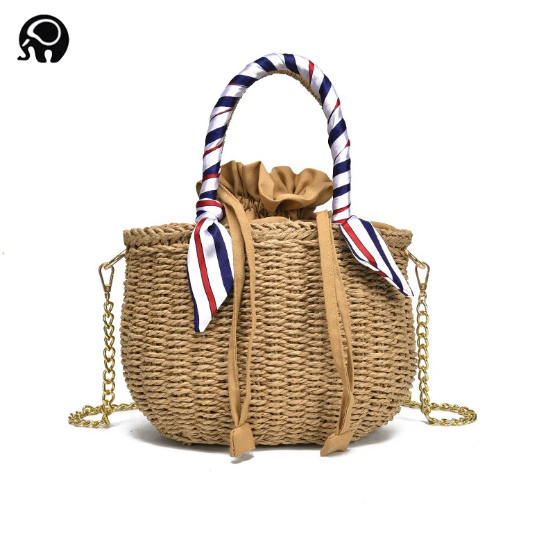 

2018 Women Ribbon Straw Bag Beach Totes Ladies Handmade Casual Handbags Female's Woven Crossbody Bag Travel Shopping Bolsos