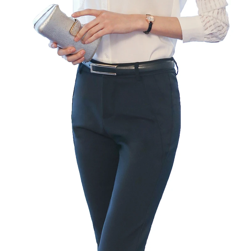 QBK DPU brands Business attire High-quality casual pants women and OL office leggings women add sashes white pants Pants