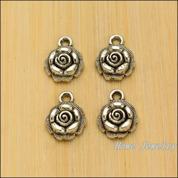 

90PC New fashion flower pendant Tibetan silver fits for European Charm Bracelet Collier DIY jewelry