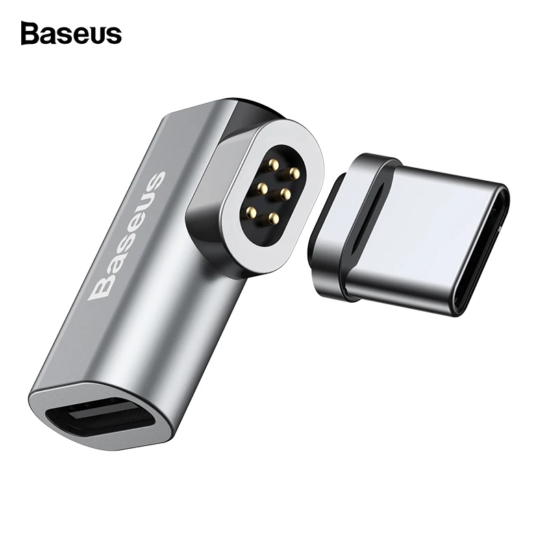 Baseus type C-type-C Магнитный локоть адаптер для Macbook Nexus 5X6 P OnePlus 2 3 быстрая зарядка магнит USB-C кабель адаптер - Цвет: Серый