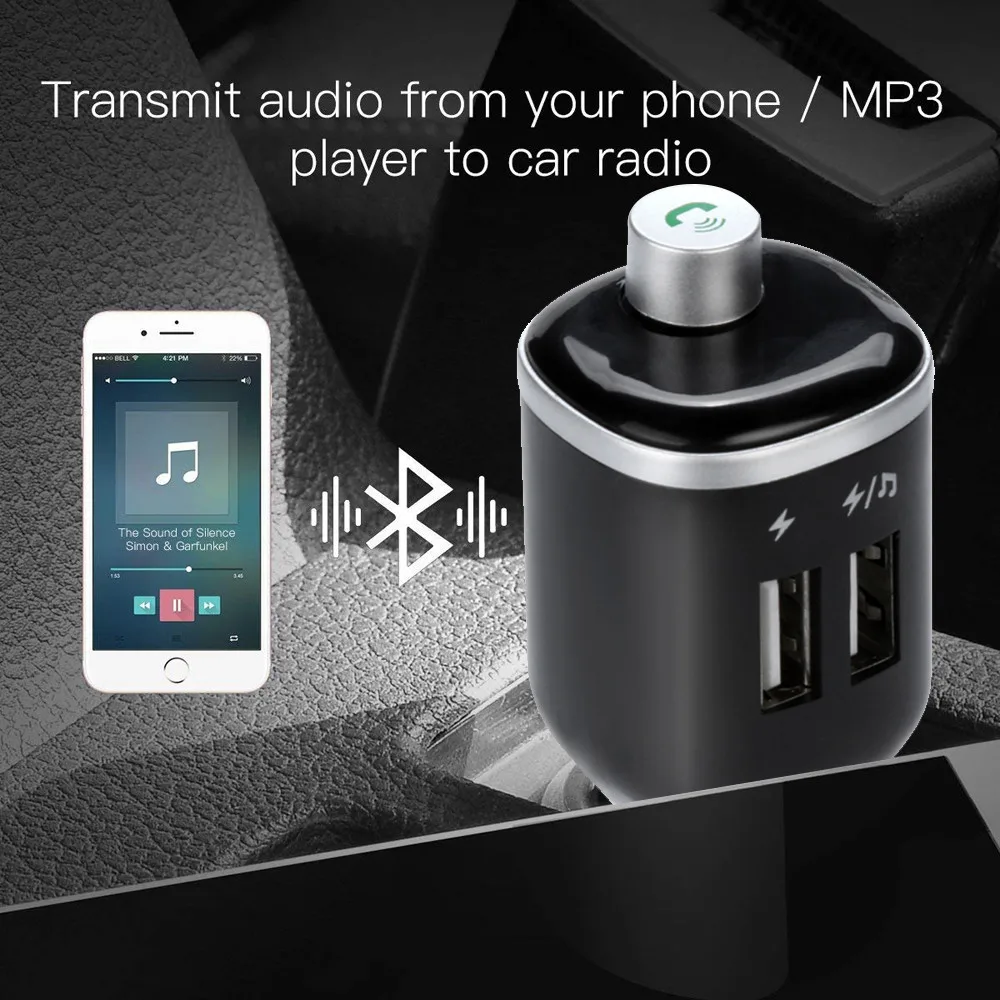 Built-in Intelligent FM Transmitter Bluetooth Car Wireless Hands Free Kit Radio Adapter USB Charger AUX USB Mp3 Voiture Adapter