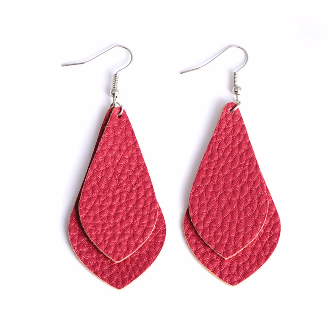 Bohemian PU Leather Long Drop Earrings For Women Trendy Statement Multi Layer Water Drop Earring oorbellen Jewelry Shellhard