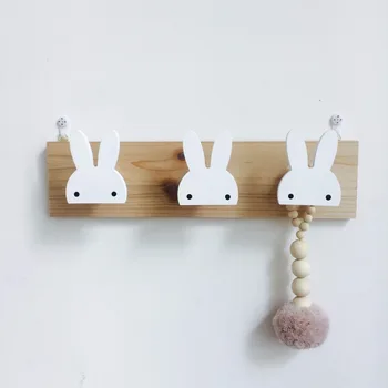 

1PC Nordic Europe Wind Rabbit Hook Wood Clothes Hooks On Wall Decorate Kids Children Room ECO Friendly Hanger Hooks MH 010