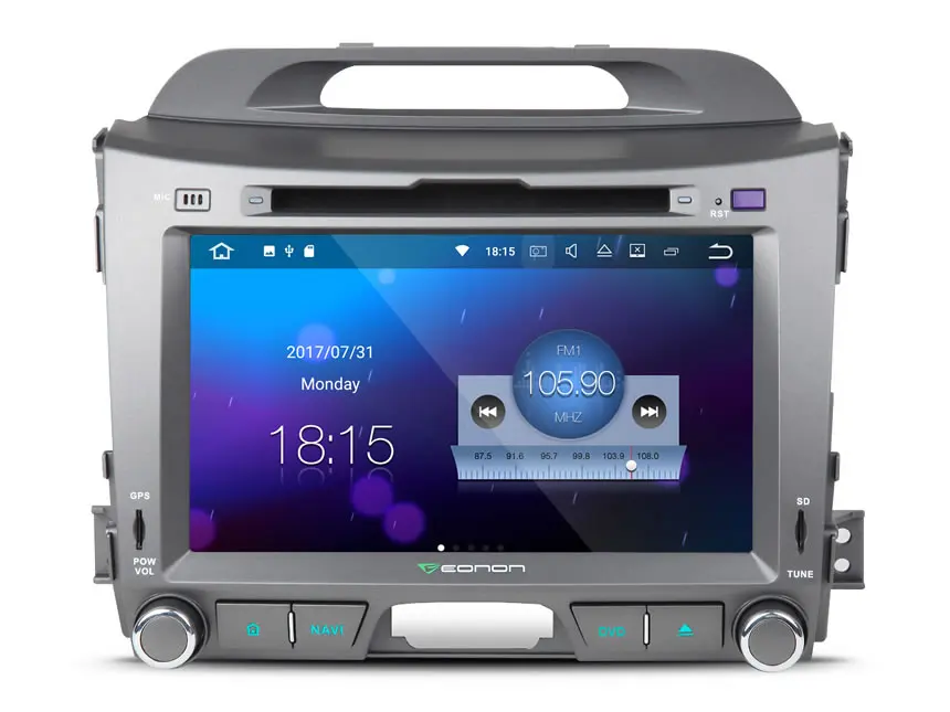 Perfect 8" Quad Core Android 7.1 OS Car DVD for Kia Sportage III 2010-2012 with 2GB RAM 16GB ROM & Split Screen Multi-tasking Support 1