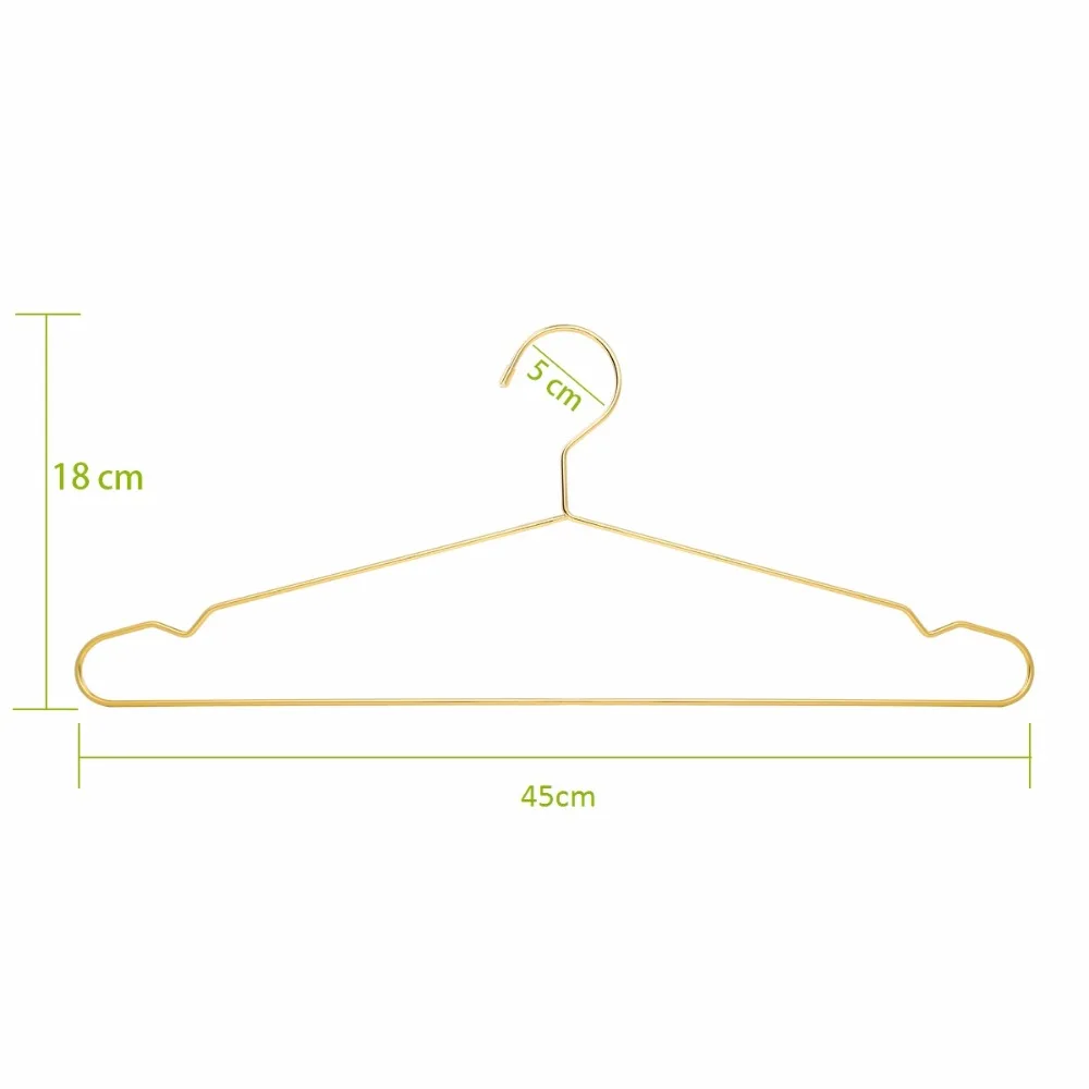 Hangerlink 45CM Gold Strong Metal Wire Hangers Clothes Hangers, Coat Hanger, Standard Suit Hangers(20 pcs/Lot)