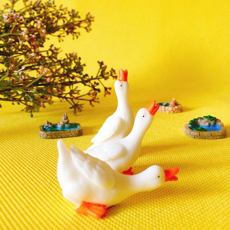 

3pcs goose/cute pond/pool/miniatures figurine/fairy garden gnome/terrarium home table decoration/crafts/diy supplies/toy/model