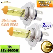 Hippcron lâmpada halógena h4, amarela 12v 60/55w 3000k 2 peças (1 par) farol de vidro da luz do carro