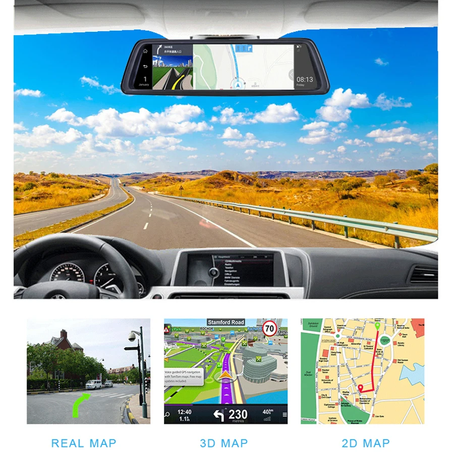 Jansite Автомобильный видеорегистратор 1" Full Touch ips 4G Android зеркало gps FHD 1080P Автомобильная камера зеркало заднего вида камера ADAS BT wifi DashCam