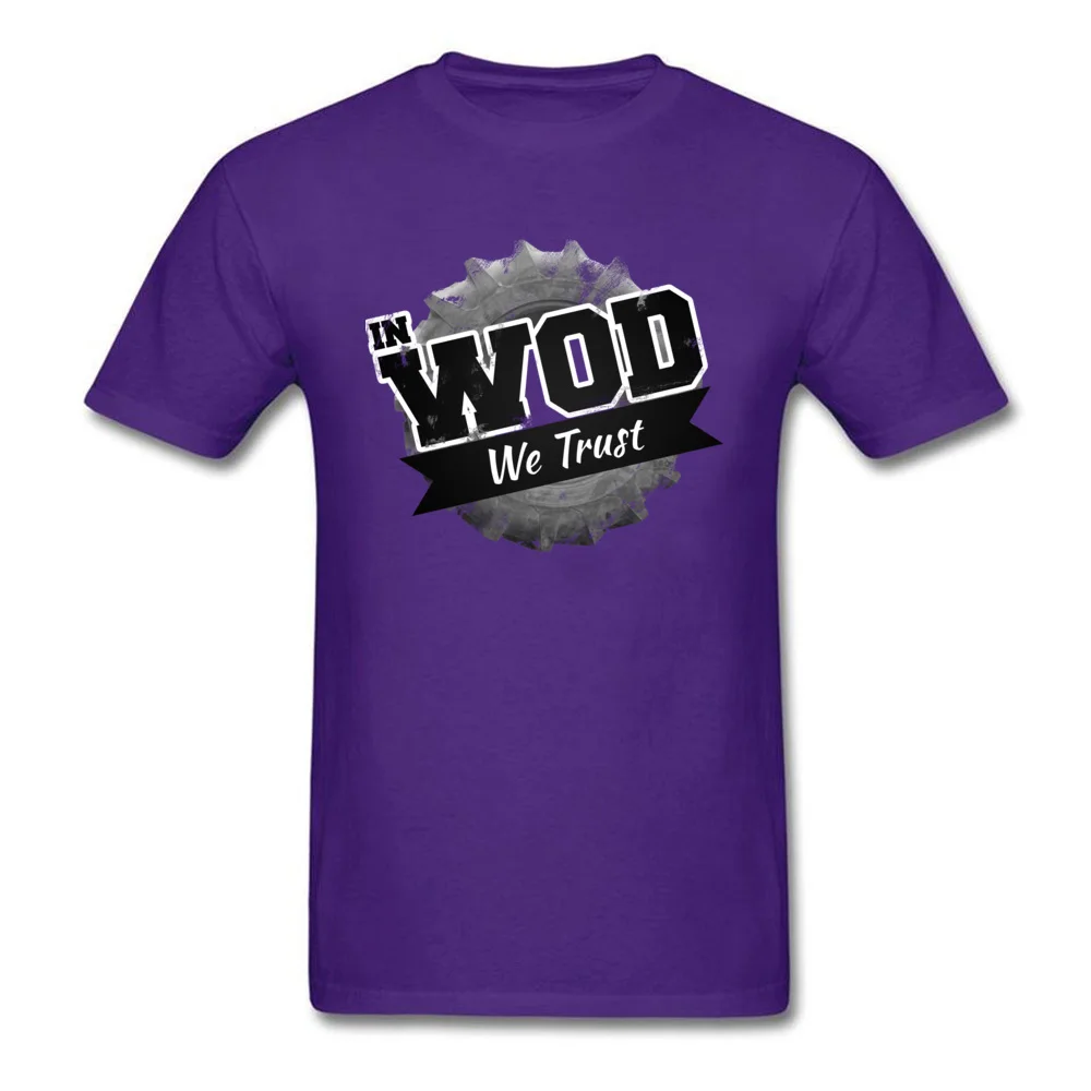 In WOD we Trust T Shirt Short Sleeve Print 2018 New Men Labor Day Tees Print Tops Shirts Crewneck 100% Cotton Wholesale In WOD we Trust purple