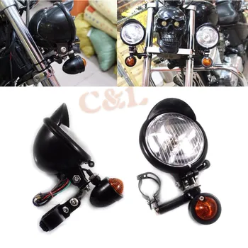 

1 Set Motorcycle Black Turn Signal Driving Spot Fog lights Bar For Harley Touring Chopper Custom
