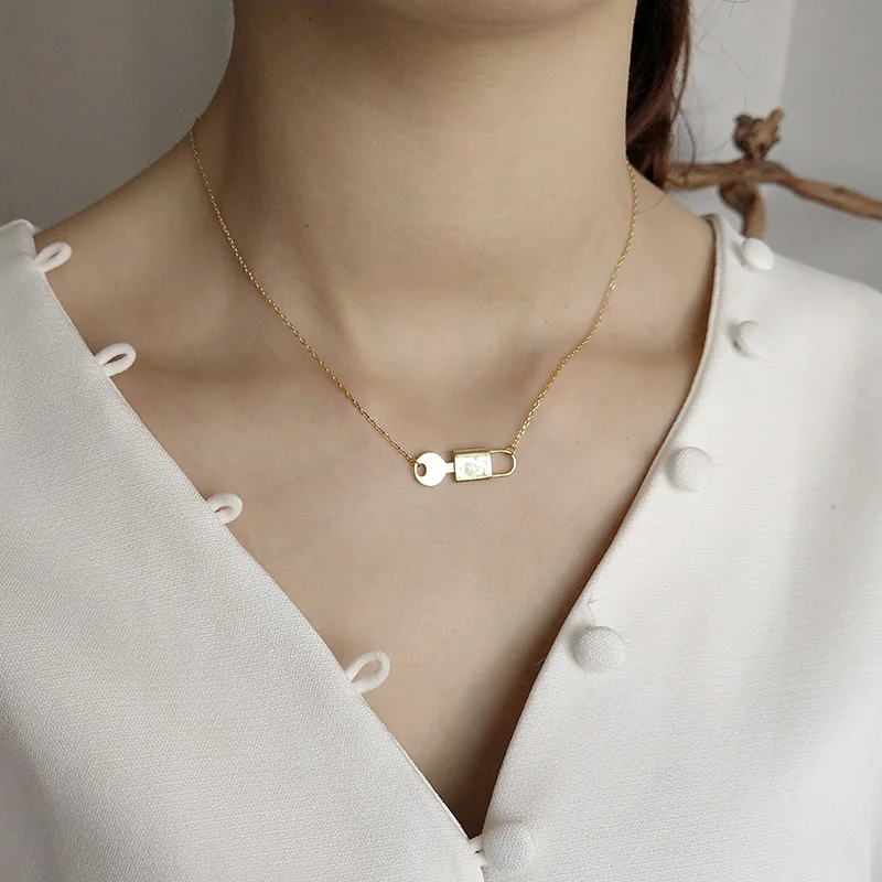 WTLTC 925 серебро небольшой замок Чокеры ожерелья для женщин минималистичные цепочки ожерелья Изящные юбилейные Ювелирные изделия Подарки