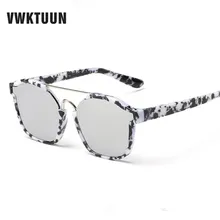 Óculos de sol quadrado vwktuun, óculos feminino com armação floral, feixe duplo, unissex, designer de marca
