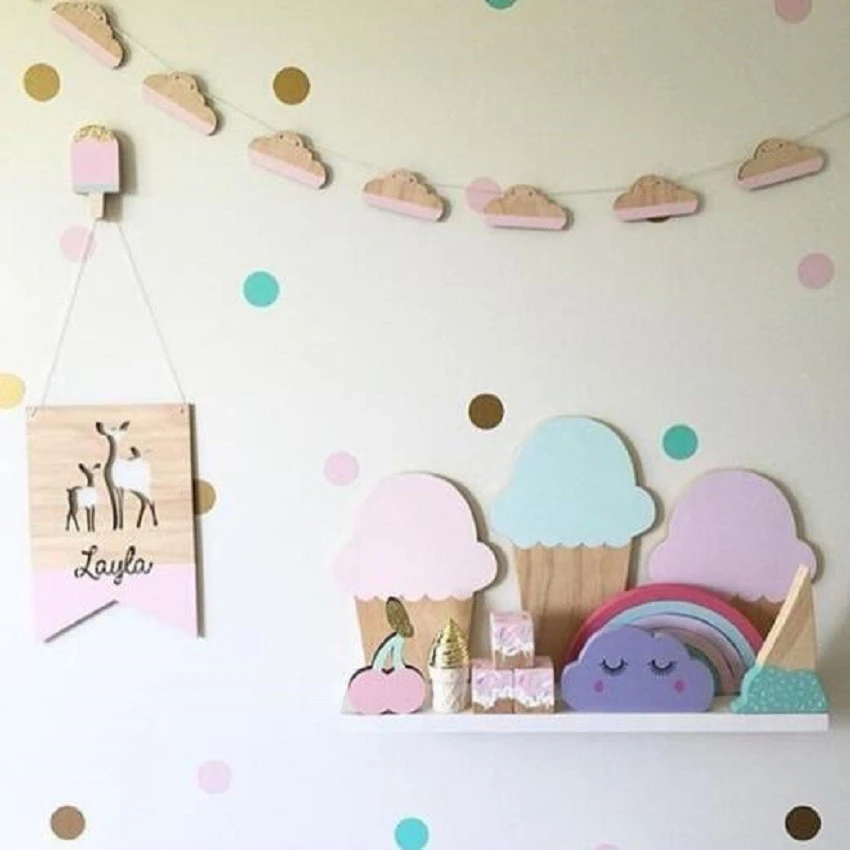 Wooden Cartoon Hook Wall Hanging Decoration Children Bedroom Indian Teepee