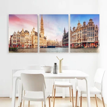 

Laeacco 3 Panel Modern City Canvas Painting Wall Art Nordic Posters and Prints Home Living Room Decoration Modern Home Decor