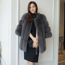 Женское Брендовое меховое пальто, зимняя женская длинная Шубы из искусственного лисьего меха, роскошная женская меховая куртка, Высококачественная шуба из искусственного меха