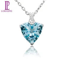 Lohaspie драгоценный камень, драгоценный камень, твердый, 18 K, белое золото, натуральная 3.01ct подвеска(кулон) цвета морской волны, ювелирные украшения для мартовского подарка на день рождения