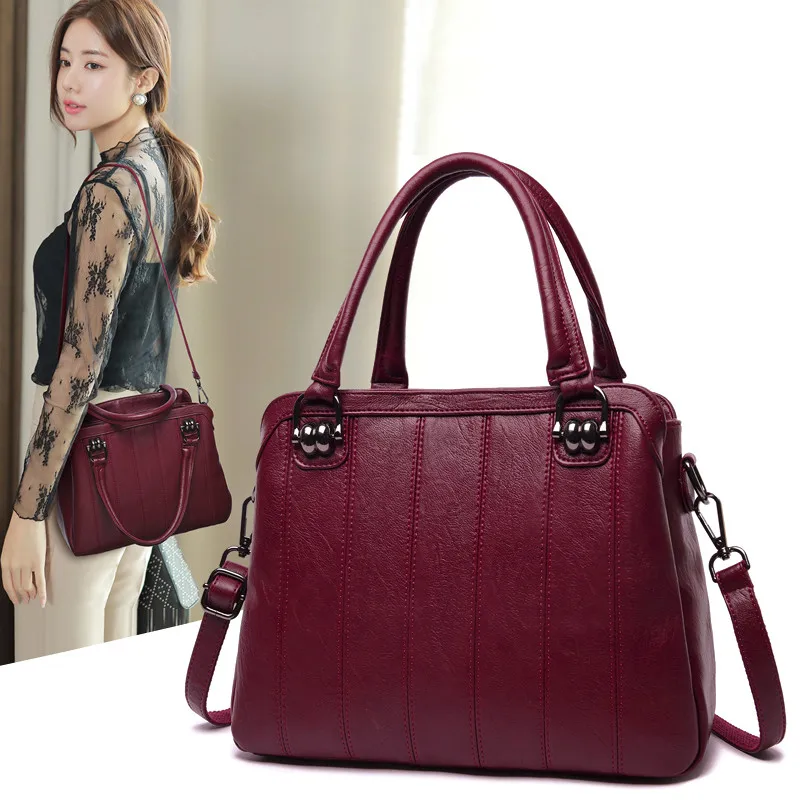 

2019 High Quality Women Leather Handbag Luxury Famous Designer Retro Female Messenger Hand Bags Casual Totes Ladies Shoulder Bag