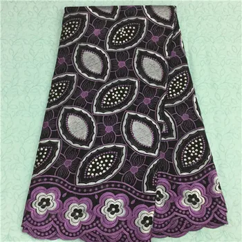 

Best Quality African Lace Fabric Purple Swiss Voile Lace High Quality Embroidery French Mesh Lace Fabric Material 5Yards PL1518