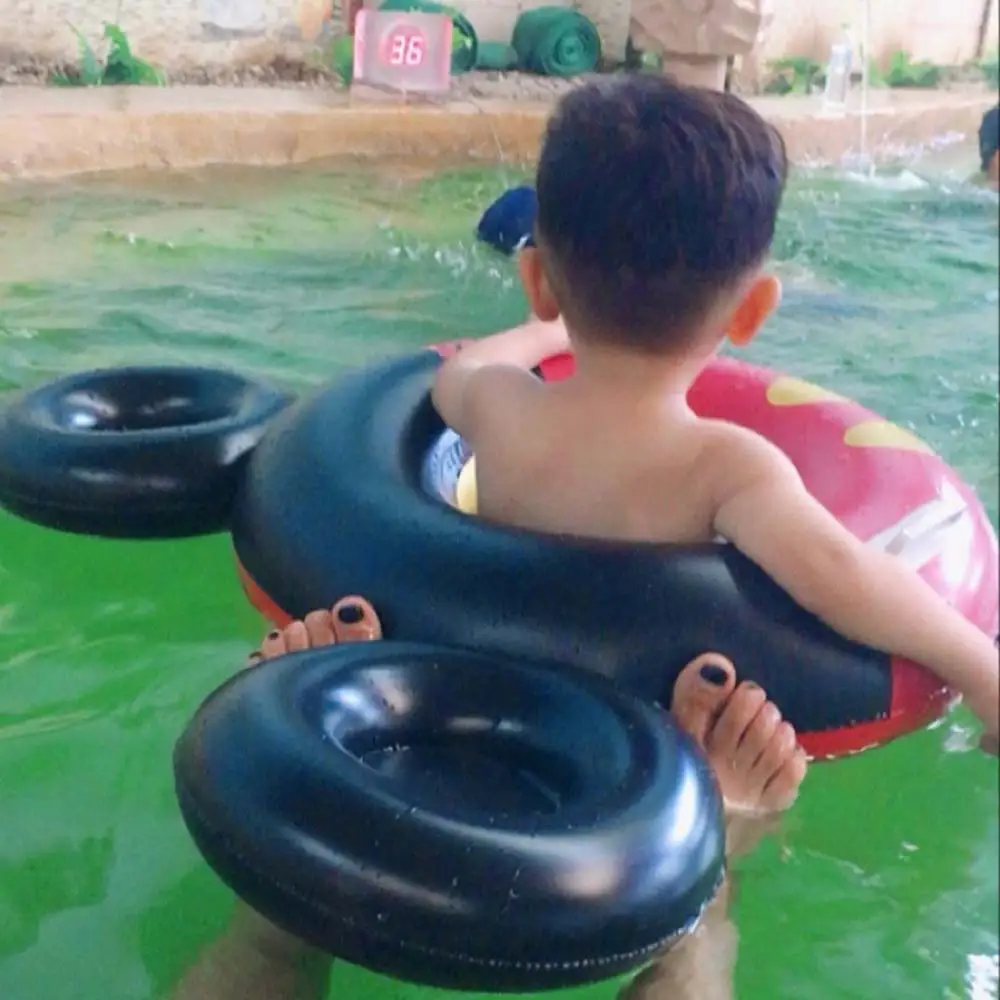 Высокое качество детский плавательный круг детский надувной бассейн поплавок кольцо Микки Маус мультфильм детский бассейн игрушка поплавок толстый - Цвет: Black
