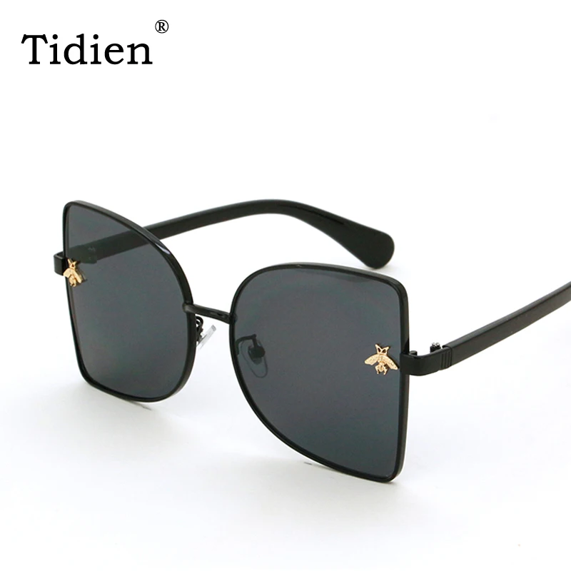 

Fashion Oversized Square Sunglasses Women Tidien Vintage Metal Rimless Little Bee Travel Eyewear Female 9039
