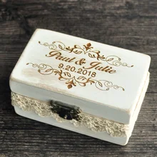 Коробка для свадебных колец на заказ, коробка для свадебных колец в деревенском стиле, деревянная коробка для держателей колец, прямоугольная, индивидуальные подарки для свадебной вечеринки