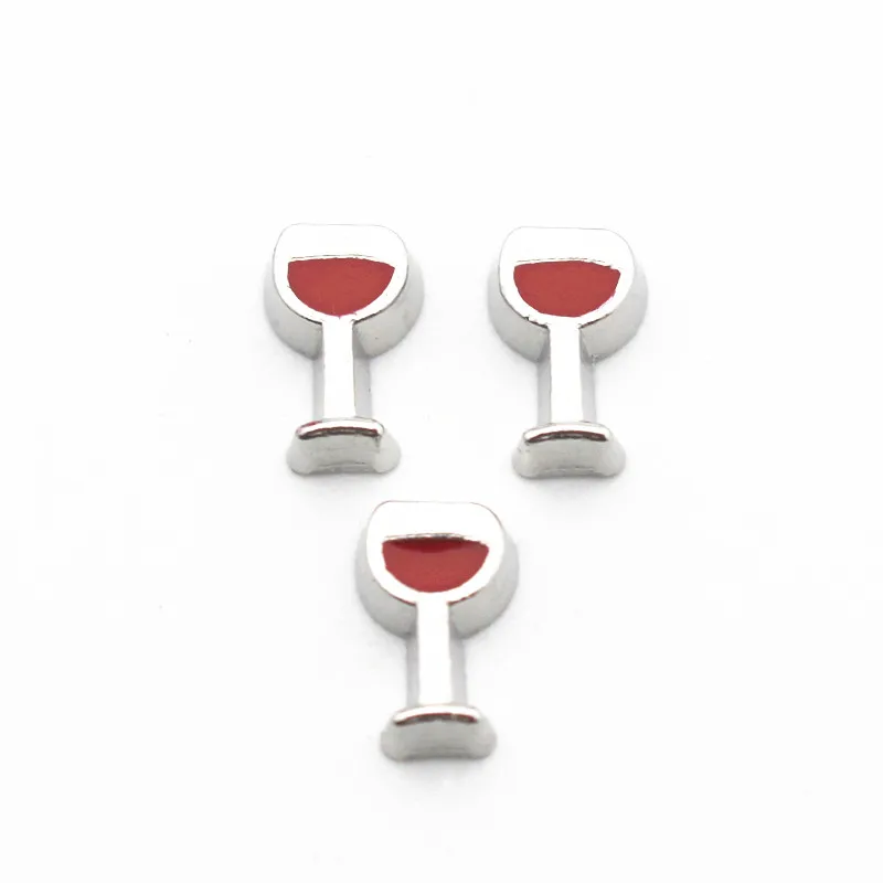 

Hot selling 10pcs/lot Silver wine glass floating charms goblet charms living glass memory lockets diy jewelry