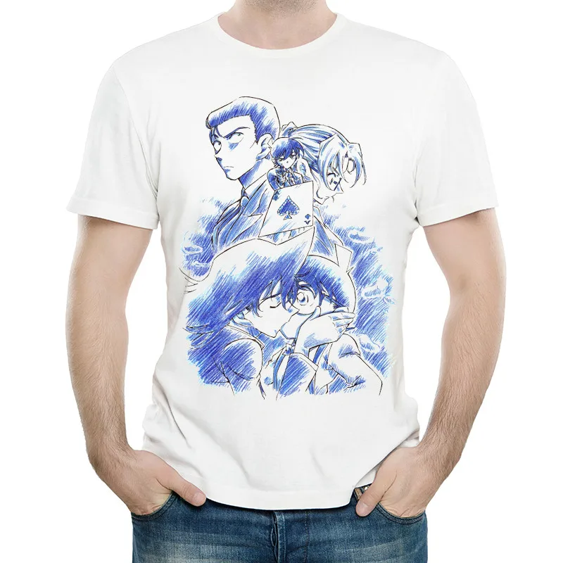 Аниме Detective Conan футболка белого цвета Мужская модная с коротким рукавом майки