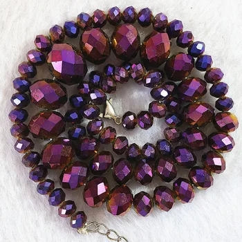 

Hot sale purple crystal glass 6-14mm newly abacus faceted beads diy fashion jewelry necklace making 18"B641