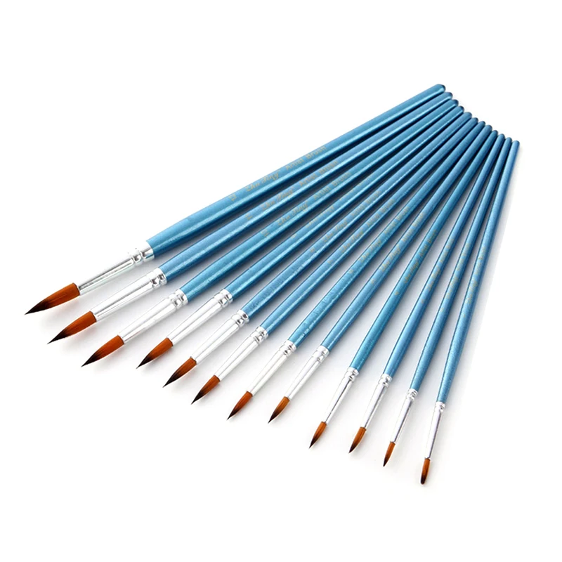 Goede 12 stks pak Kunstenaar Nylon Haar Kwast Set Voor Aquarel Acryl Olieverf Penselen Tekening Art Supplies C26