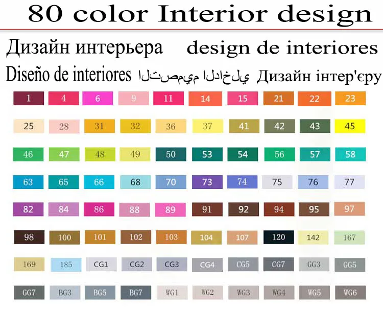 80 interior design TOUCHNEW 24/30/40/60/80/168 арт двойной головой маркерных ручек рисунок Эскиз маркер для белой доски для анимация дизайн Манга школьные товары для рукоделия - Цвет: 80 interior design